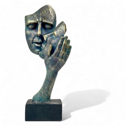 Asztaldísz 35x22x13 cm gyanta/patina