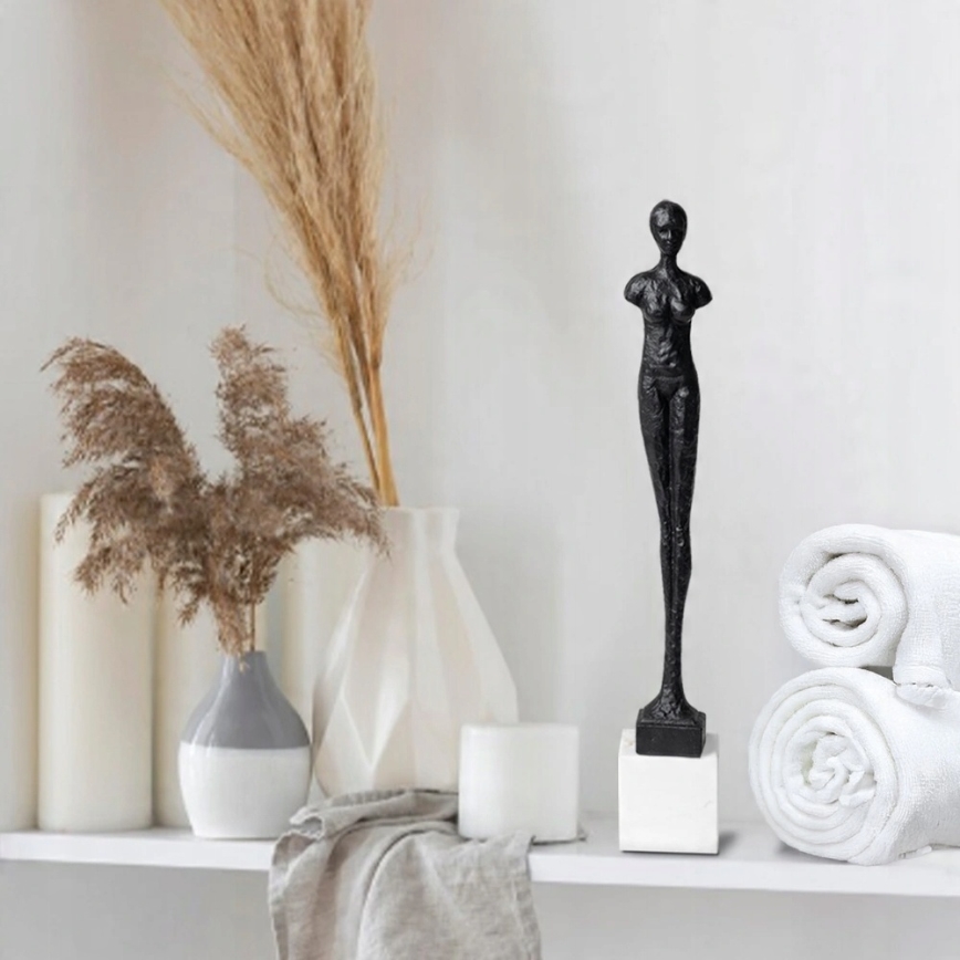 Asztali dekoráció, 43 cm, gyanta/fekete