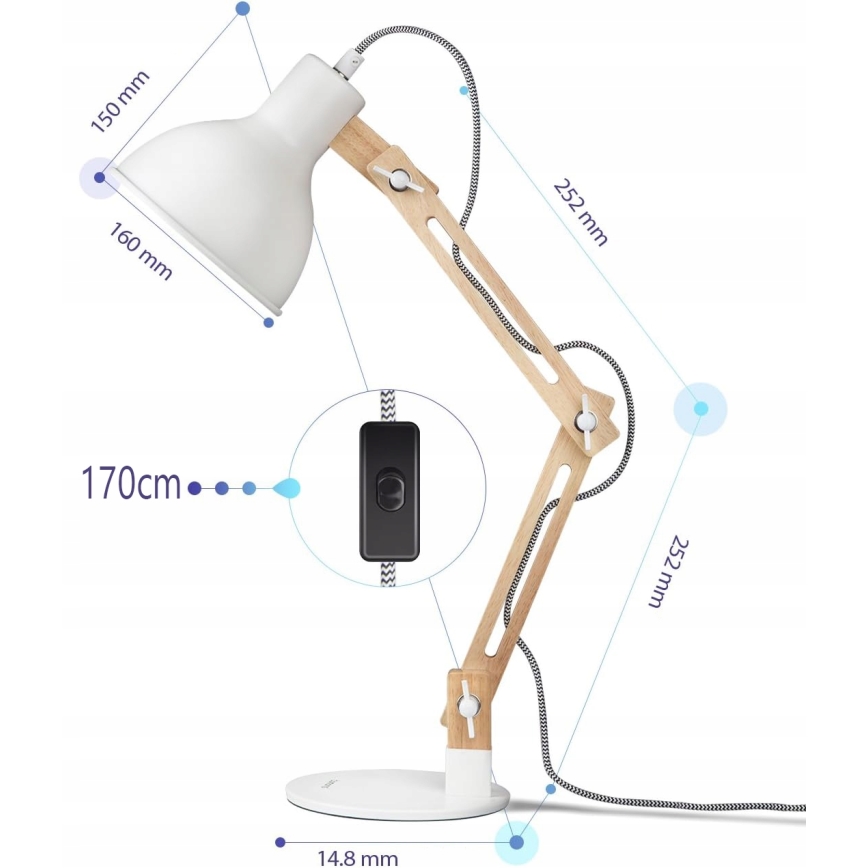 Asztali lámpa 1xE27/40W/230V fehér