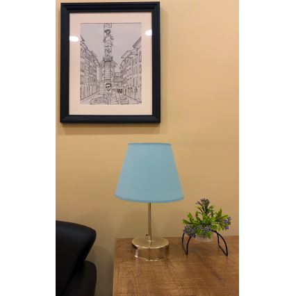 Asztali lámpa 1xE27/60W/230V kék/fényezett króm