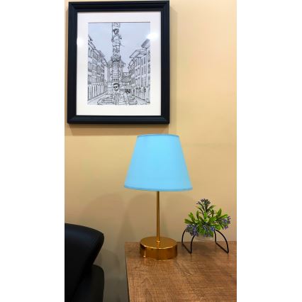 Asztali lámpa 1xE27/60W/230V kék/réz