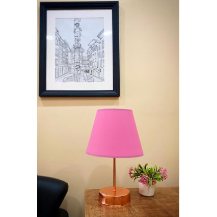 Asztali lámpa 1xE27/60W/230V rózsaszín/réz