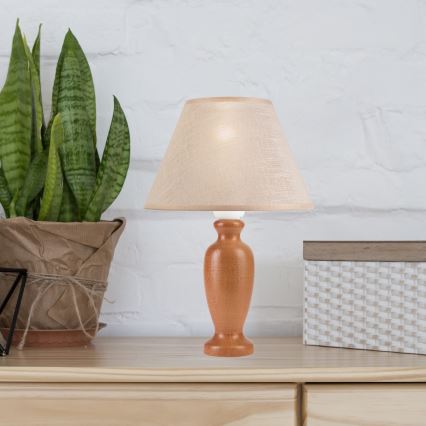 Asztali lámpa AMFORA 1xE27/60W/230V barna/bükkfa