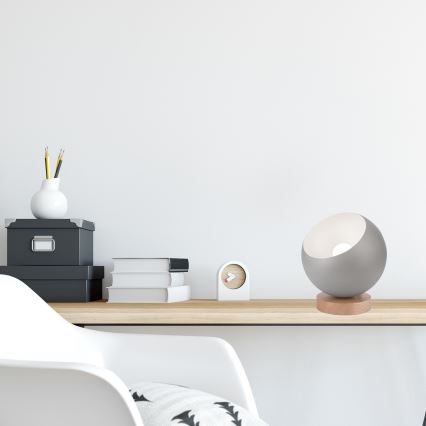 Asztali lámpa AVA BALL 1xE27/60W/230V ezüst/bükkfa