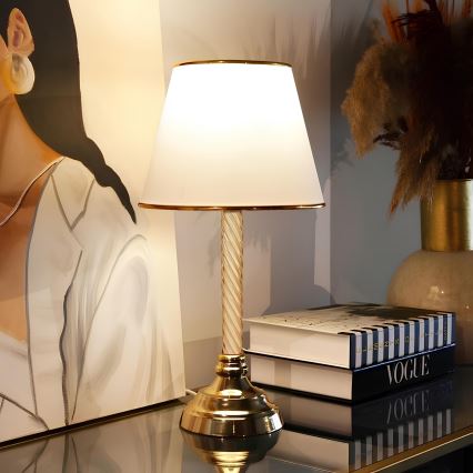 Asztali lámpa AYD 1xE27/40W/230V fehér/arany