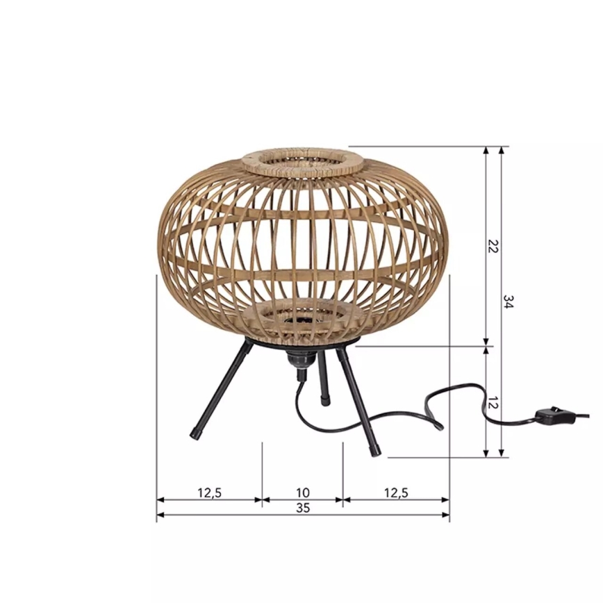 Asztali lámpa BASICLABEL 1xE27/40W/230V bambusz