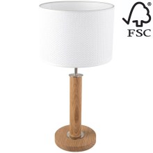 Asztali lámpa BENITA 1xE27/60W/230V 48 cm fehér/tölgy – FSC igazolt