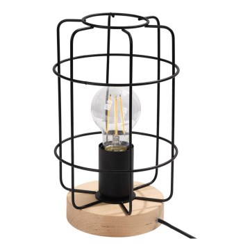 Asztali lámpa GOTTO 1xE27/15W/230V fekete/bükkfa