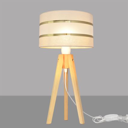 Asztali lámpa HELEN 1xE27/15W/230V krémes/arany/fenyő