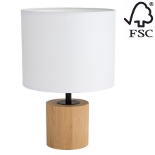 Asztali lámpa KRETA 1xE27/25W/230V fenyő/fehér - FSC minősítéssel