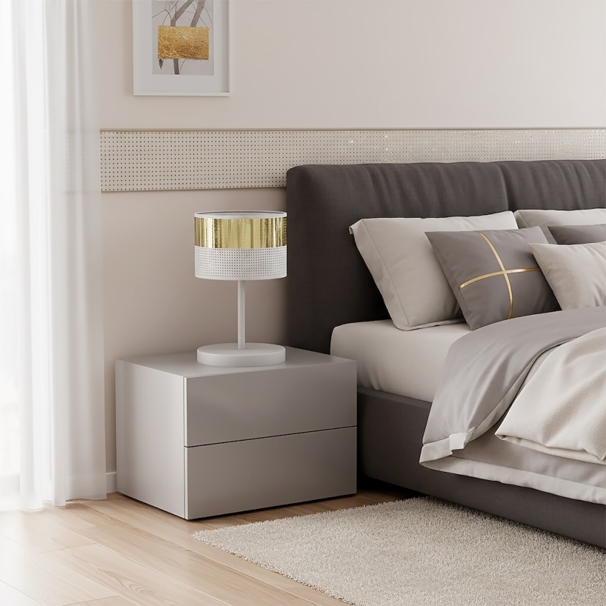 Asztali lámpa LUX 1xE27/15W/230V fehér/arany