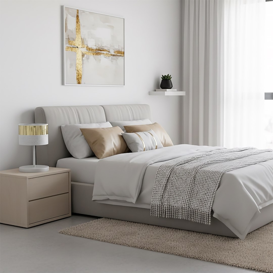 Asztali lámpa LUX 1xE27/15W/230V fehér/arany