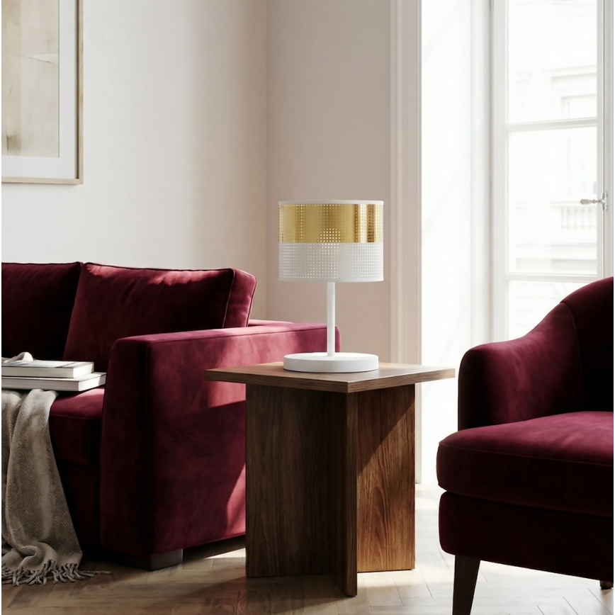 Asztali lámpa LUX 1xE27/15W/230V fehér/arany