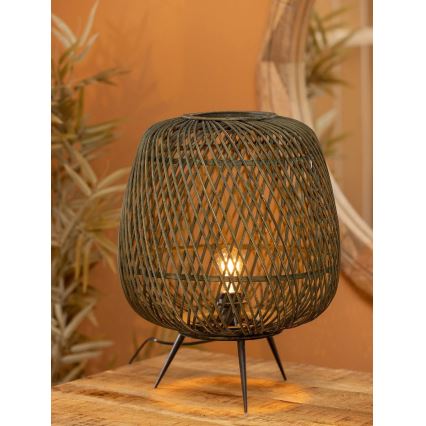 Asztali lámpa MOZA 1xE27/60W/230V bambusz zöld