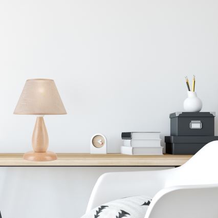 Asztali lámpa PERA 1xE27/60W/230V bézs/bükkfa