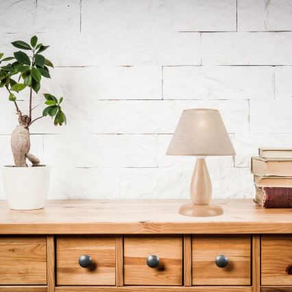 Asztali lámpa PERA 1xE27/60W/230V bézs/bükkfa