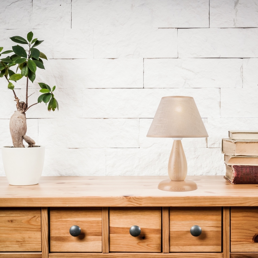 Asztali lámpa PERA 1xE27/60W/230V bézs/bükkfa