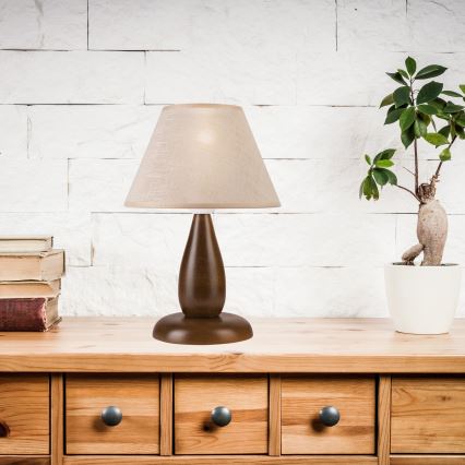 Asztali lámpa PERA 1xE27/60W/230V sötét barna/bükkfa