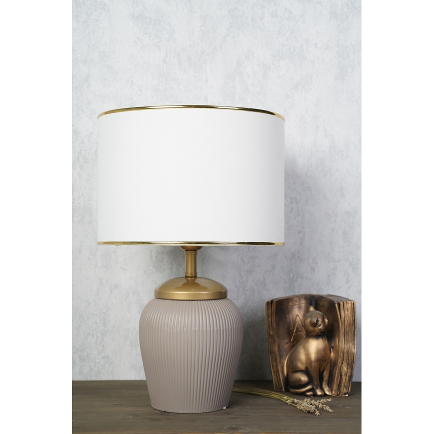 Asztali lámpa RAMZES 1xE27/40W/230V fehér/bézs