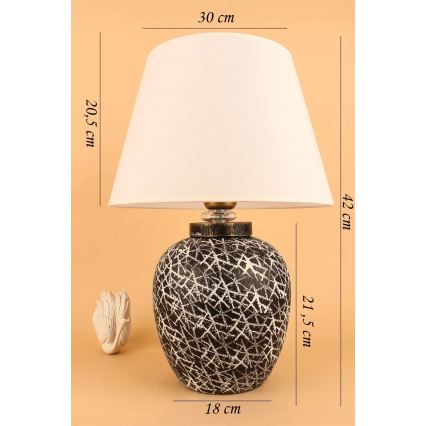 Asztali lámpa RAMZES 1xE27/40W/230V fehér/fekete