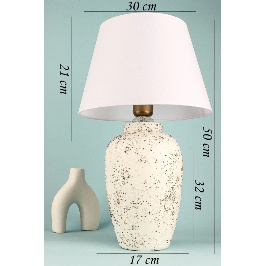 Asztali lámpa RAMZES 1xE27/40W/230V fehér/krémszínű