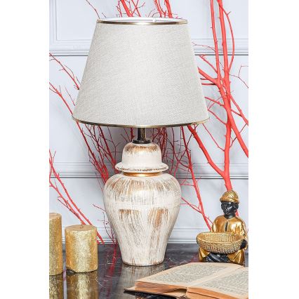Asztali lámpa RAMZES 1xE27/40W/230V krémszínű/arany