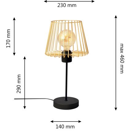 Asztali lámpa TORRI 1xE27/15W/230V arany/fekete