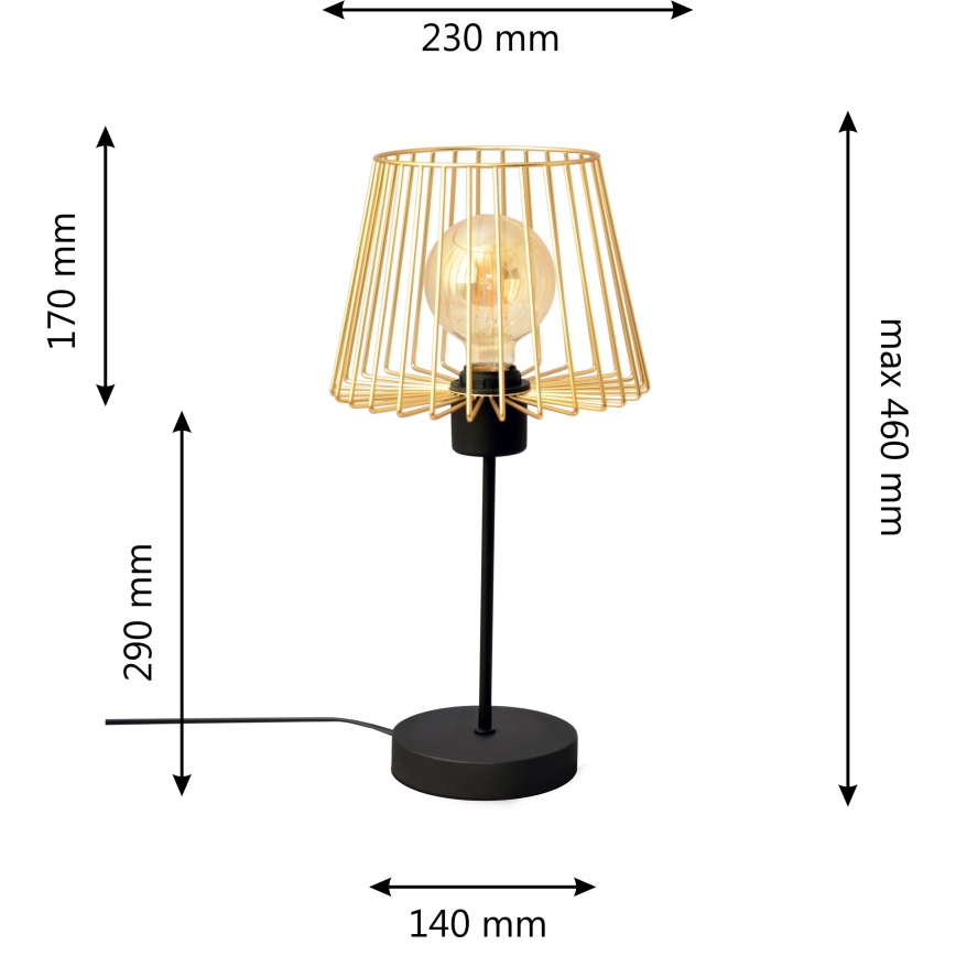 Asztali lámpa TORRI 1xE27/15W/230V arany/fekete