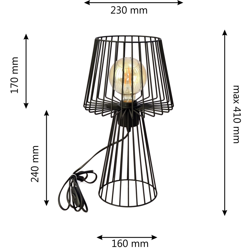 Asztali lámpa TORRI 1xE27/15W/230V fekete
