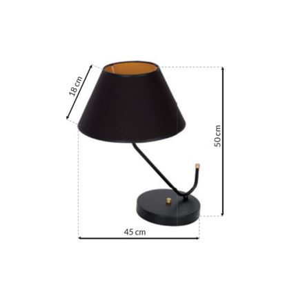 Asztali lámpa VICTORIA 1xE27/60W/230V fekete