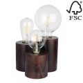 Asztali lámpa VINCENT 3xE27/15W/230V bükkfa - FSC minősítéssel