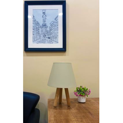 Asztali lámpa WOOD 1xE27/60W/230V bézs