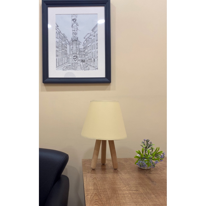 Asztali lámpa WOOD 1xE27/60W/230V krém