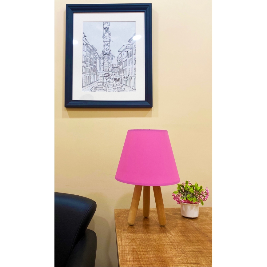 Asztali lámpa WOOD 1xE27/60W/230V rózsaszín