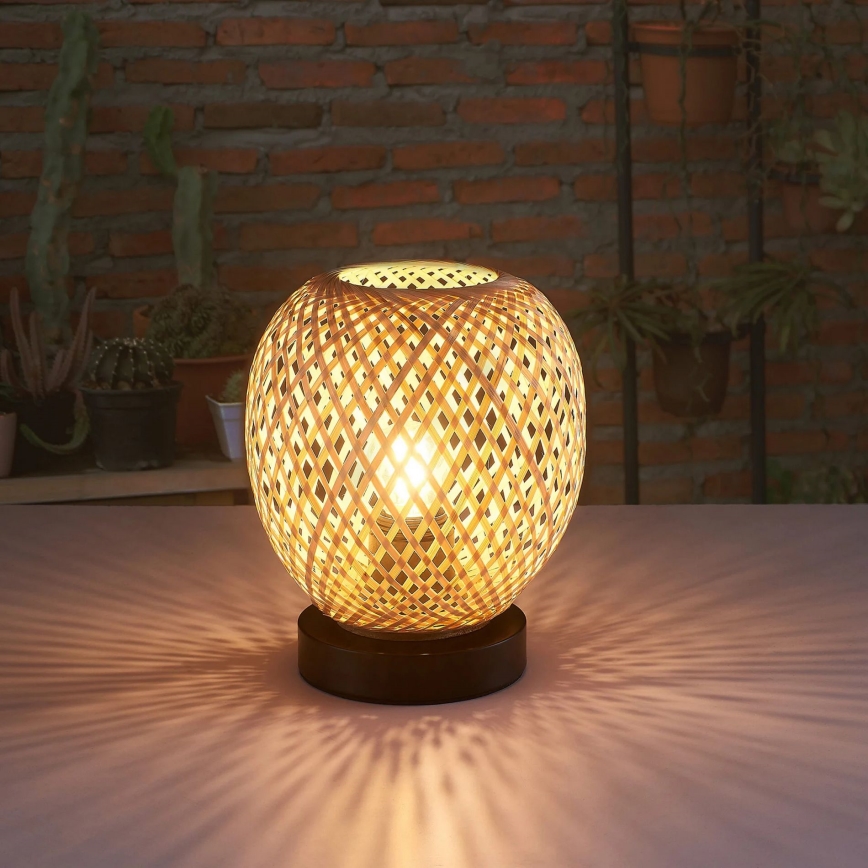 Asztali lámpa ZANZIBAR 1xE27/20W/230V átm. 18 cm bambusz