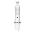 Asztallapra szerelhető konnektoroszlop 2×230 V + USB-A + USB-C