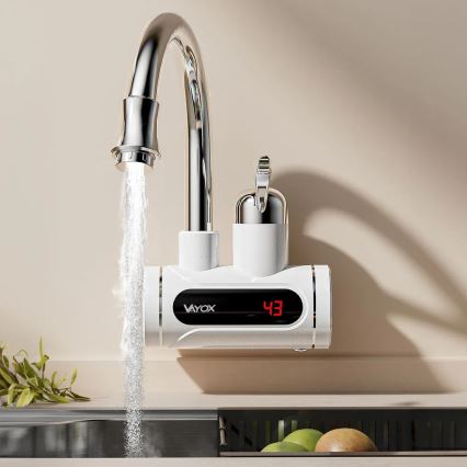 Átfolyós vízmelegítő LED-del kijelző 3000W/230V IPX4 fehér