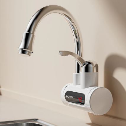 Átfolyós vízmelegítő LED-del kijelző 3000W/230V IPX4 fehér