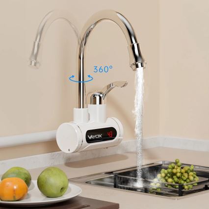 Átfolyós vízmelegítő LED-del kijelző 3000W/230V IPX4 fehér