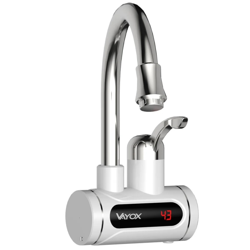 Átfolyós vízmelegítő LED-del kijelző 3000W/230V IPX4 fehér