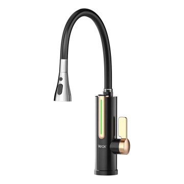 Átfolyós vízmelegítő LED-kijelzővel 3000W/230V IPX4 fekete/arany