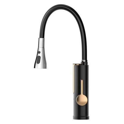 Átfolyós vízmelegítő LED-kijelzővel 3000W/230V IPX4 fekete/arany