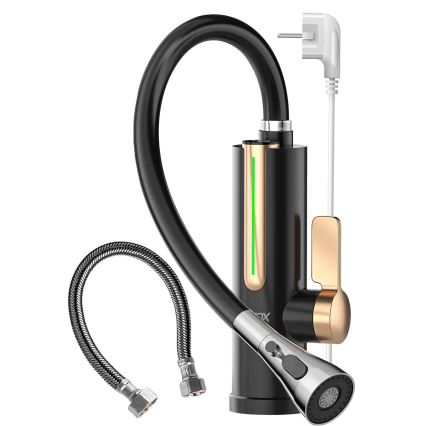 Átfolyós vízmelegítő LED-kijelzővel 3000W/230V IPX4 fekete/arany