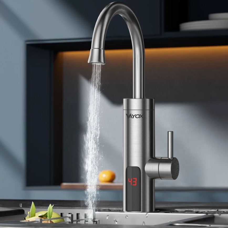 Átfolyós vízmelegítő LED kijelzővel 3000W/230V IPX4 rozsdamentes