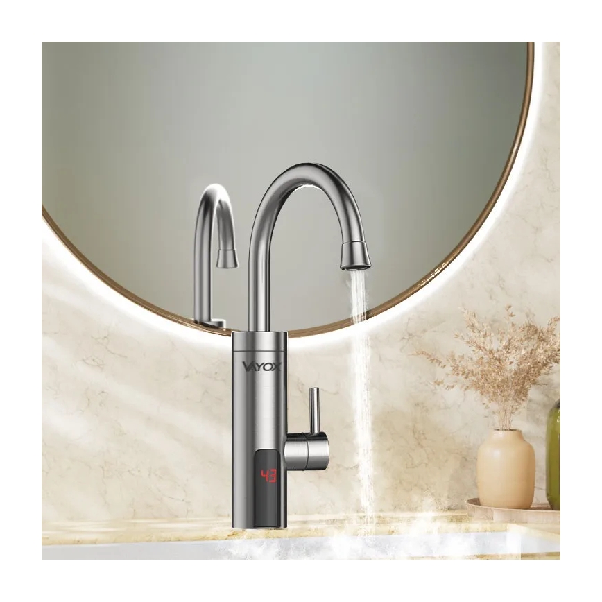 Átfolyós vízmelegítő LED kijelzővel 3000W/230V IPX4 rozsdamentes