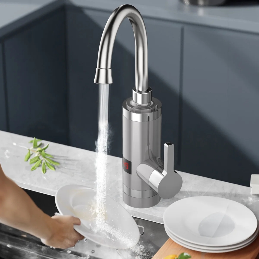 Átfolyós vízmelegítő LED kijelzővel 3000W/230V IPX4 rozsdamentes