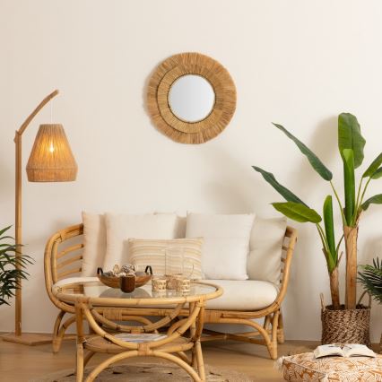 Atmosphera - Fali tükör ALBA 57 cm átmérőjű, rafia anyagból