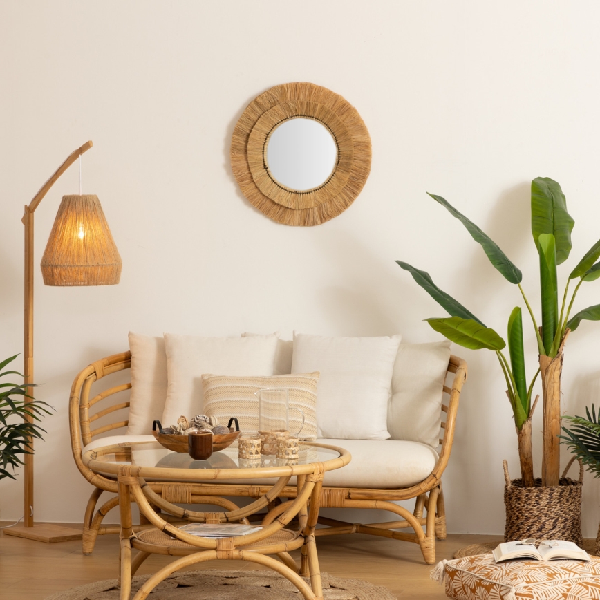 Atmosphera - Fali tükör ALBA 57 cm átmérőjű, rafia anyagból