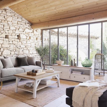 Atmosphera - Állólámpa ANEA 1xE27/40W/230V rattan/bükkfa