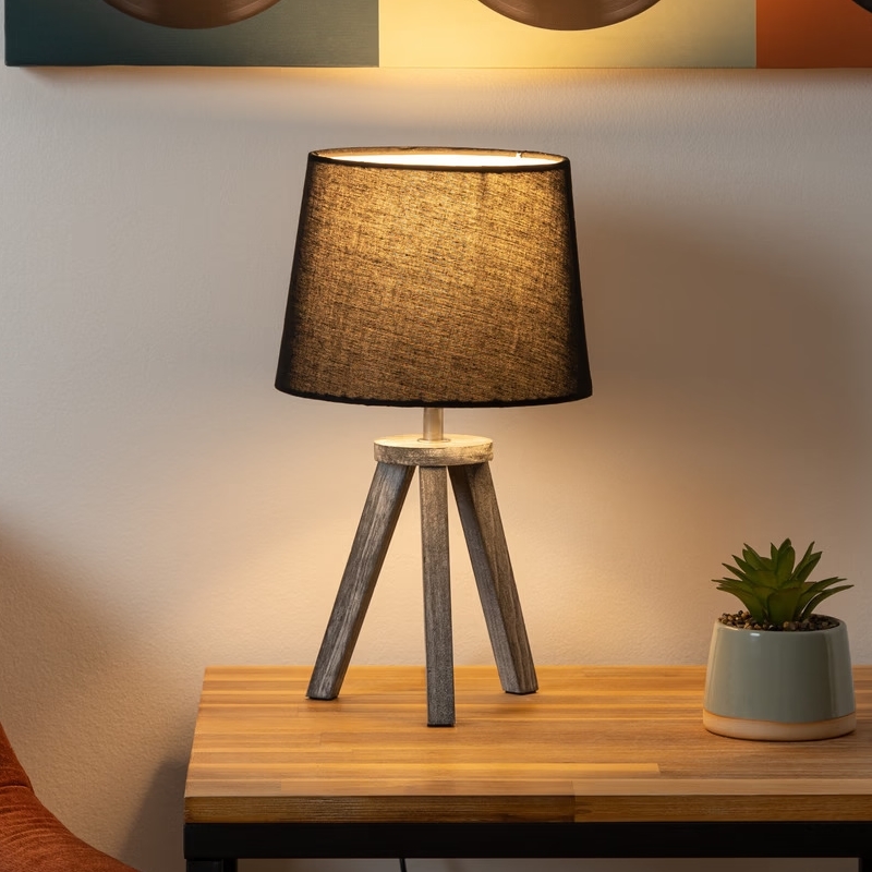 Atmosphera - Asztali lámpa MINI 1xE14/25W/230V fenyő/fekete